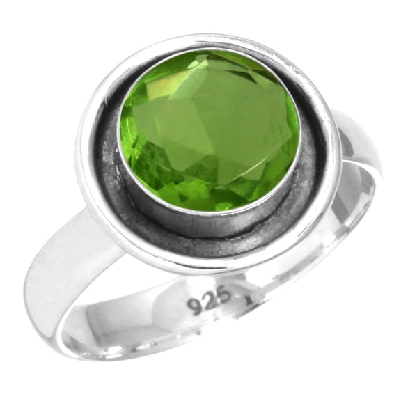 925 Sterling Silver Women Jewelry Peridot Quartz Ring