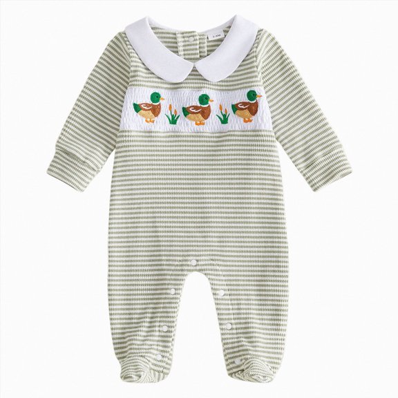CAUYDY Baby Boy Gift Newborn Clothes Preemie Long Sleeve Bodysuit Infant Boys Sleepers Fall Winter Toddler Romper Pajamas 0-3M 6-9M 12-18M Green for Sizes 3-6 Months