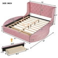 thumbnail image 2 of Queen Size Upholstered Platform Bed, Storage Velvet Bed Frame with Wingback Headboard,1 Big Drawer and 2 Side Storage Stool,Modern Comfy Tufted Bed for Bedroom Guestroom,Pink, 2 of 9