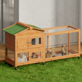 thumbnail image 4 of MoNiBloom 63.5" Wooden Rabbit Hutch Bunny Cage w/Anti-Slip Ramp, Safe & Cozy Small Animal House w/3 Slide-Out Trays, Natural, 4 of 9