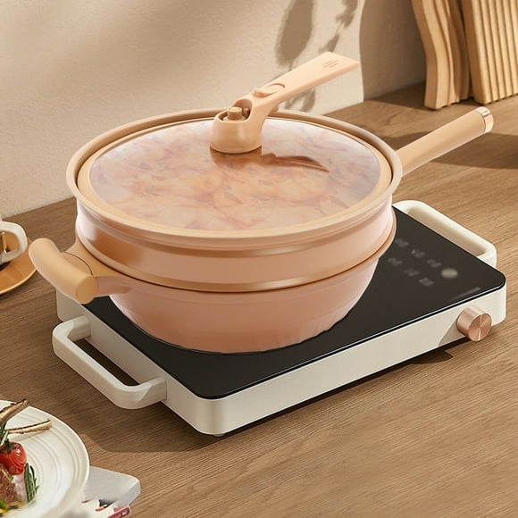 12.6in Micro Pressure Cooker & Canner with Steamer Basket, Non-Stick Clay Cooking Pot Aluminum