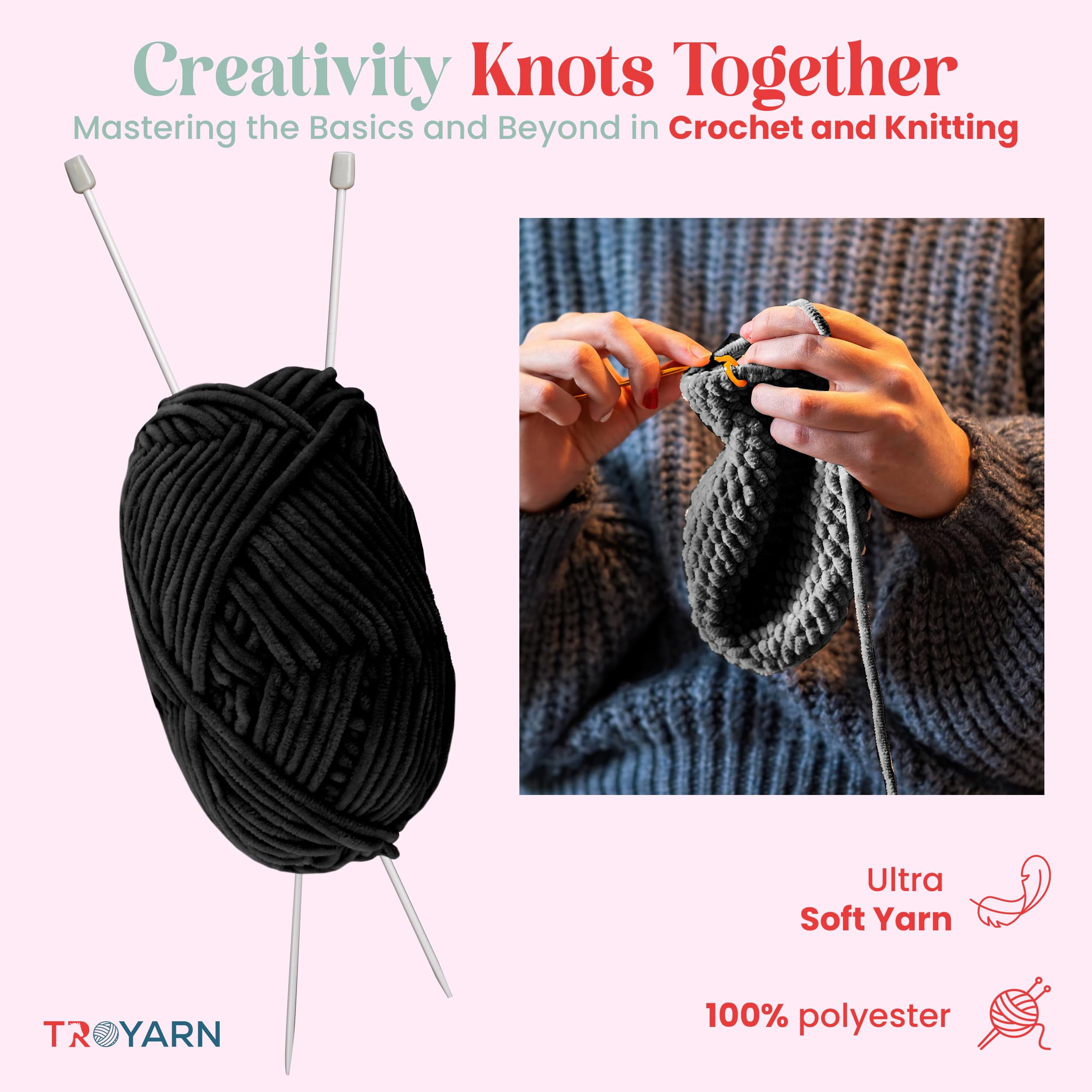 3 Pack Velvet Yarn for Crocheting - Chenille Yarn, 132 Yards Amigurumi Yarn, Fluffy Yarn, Plush Yarn, Baby Blanket Yarn for Crocheting, Size 6