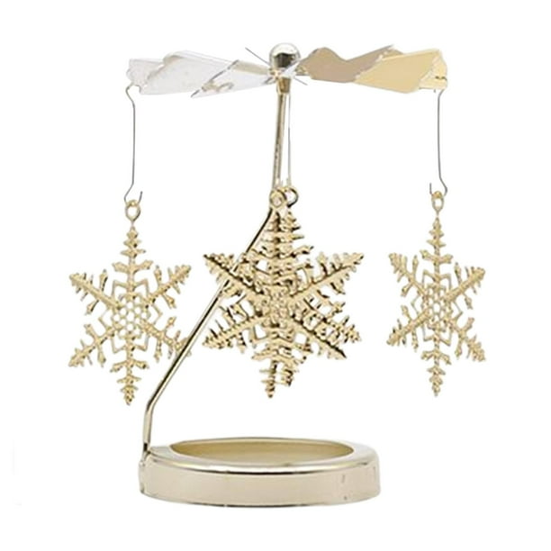 Candelabro giratorio Decoración Candelabros Metal Tea Light Portavelas para boda Dormitorio Sala de estar Vela votiva Vela cónica , Copo de nieve