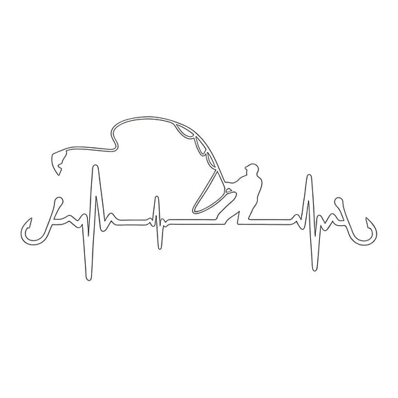 3 Color Fishing Heartbeat Vinyls Decal Sticker with Waterproof Design for Outdoor Vehicle Personalization