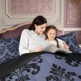 thumbnail image 4 of meiyoeat Dark Skull King Size Comforter Sets,Damask Print Comforters King Size For Adults,Slate Black,Black Reversible,3-Piece,1 Comforter and 2 Pillowcases, 4 of 7