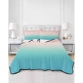 thumbnail image 3 of Pink Teal Ombre Summer Quilt Set Twin-XL Size,Soft Quilted Bedding Set with 2 Pillow Shams,Modern Abstract Art Gradient Aesthetics Lightweight All Season Bedspread Coverlet for Bedroom 68"x98", 3 of 6