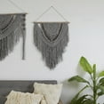 thumbnail image 2 of DecMode Gray Cotton Handmade Intricately Weaved Macrame Wall Decor with Beaded Fringe Tassels, 2 of 7