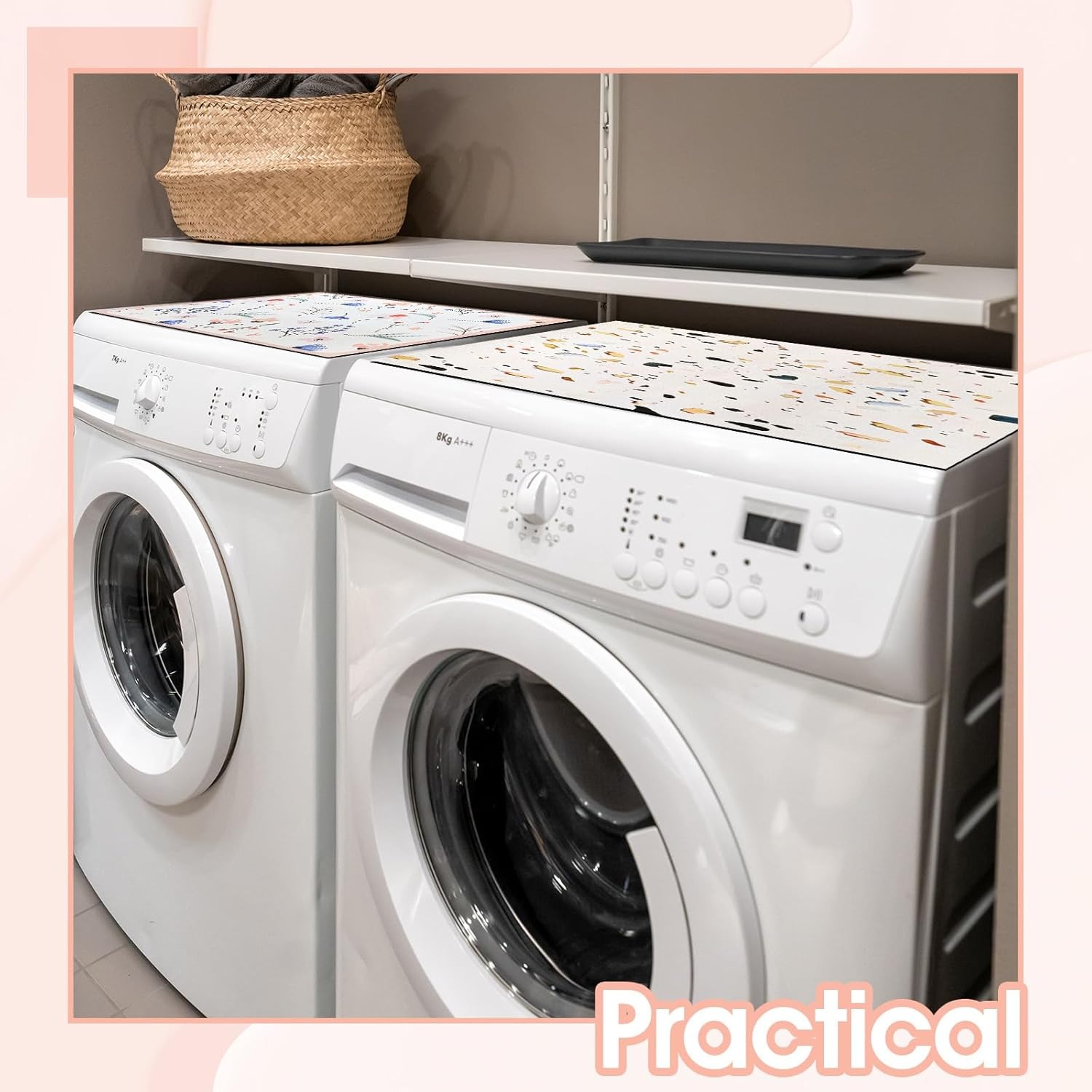 2 Pcs Washer and Dryer Covers for the Top, 19.7'' x 23.6'' Washer and Dryer Top Protector Mat, Protective Rubber Mat, Non Slip Washer Dryer Cover for Home Kitchen Laundry Room