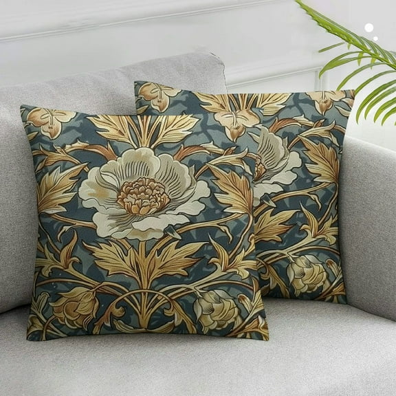 Acheng William Morris Pimpernel Throw Pillow Covers Set of 2 Decorative Outdoor Soft Pillowcases Home Decor Living Room Cushion Case for Bed Couch Car White