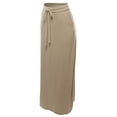 thumbnail image 2 of A2Y Women's Drawstring Waist Side Pockets Rayon Maxi Skirt Ash Mocha 2XL, 2 of 4