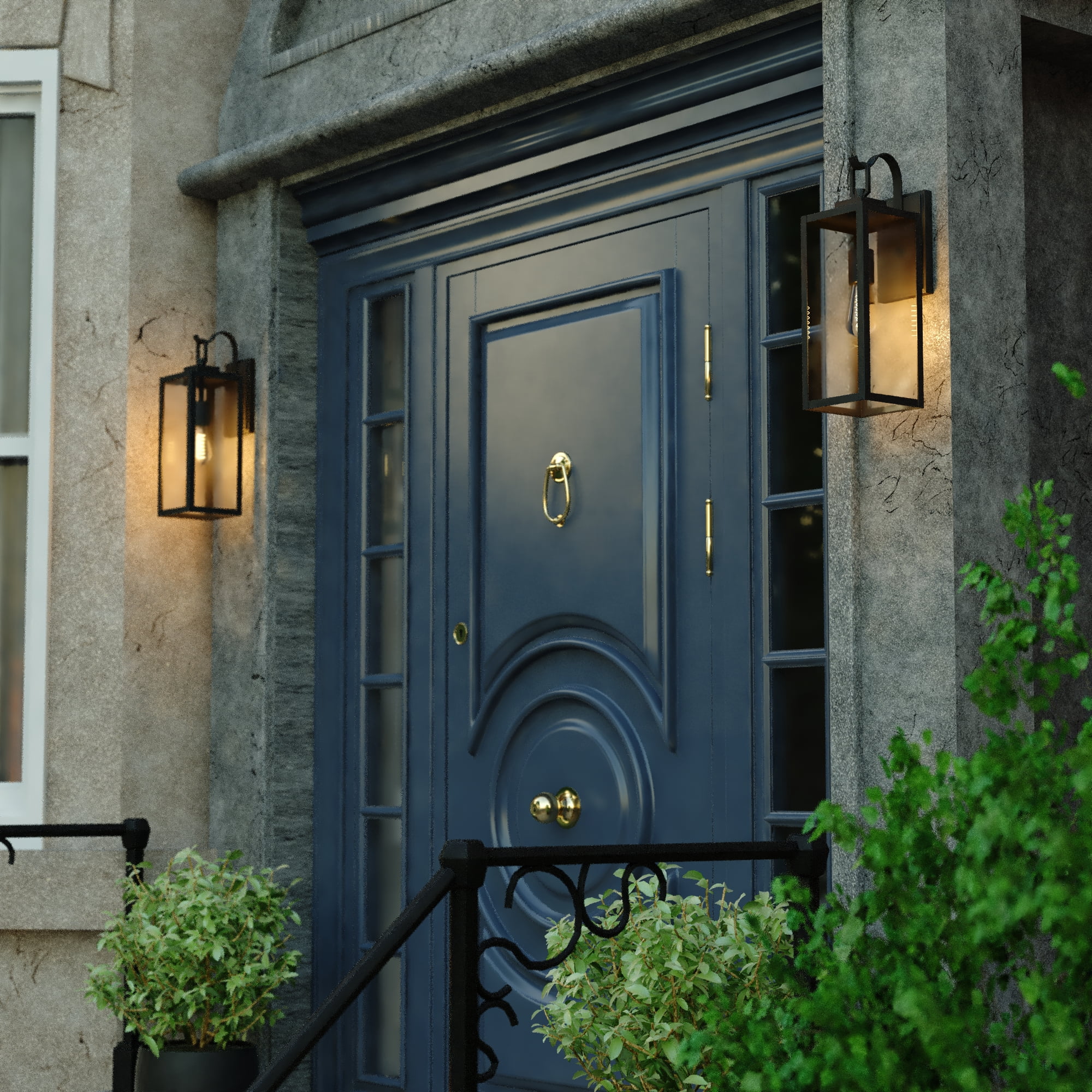 Clinton Steel 1 Light LED Compatible Matte Black Transitional Outdoor Wall Lantern Clear Glass