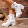 thumbnail image 4 of Women's Chunky Low Heel Short Ankle Boots, Round Toe Lace Up Side Zipper Design with Breathable Lining, Trendy Booties for Daily Party Gift, 4 of 7