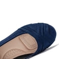 thumbnail image 3 of Ataiwee Women's Wide Width Flat Shoes, Classy Soft Round Toe Cross Line Design Ballet Flats.(2109002,BL/MF,11 Wide), 3 of 7