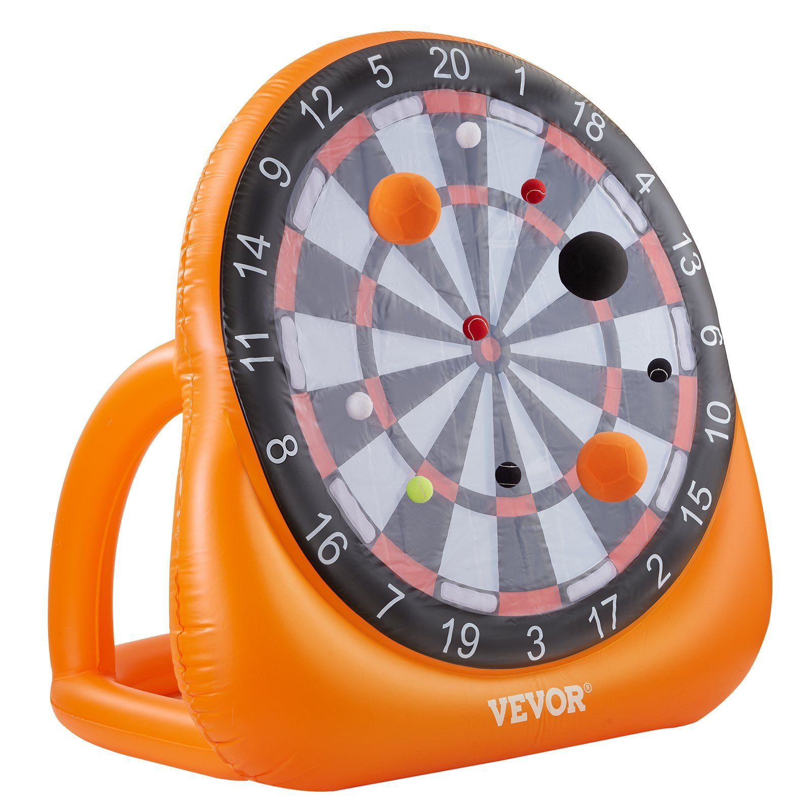 Portable Inflatable Soccer Dart Board (6+ FT) - Complete Set with 4 Kick Balls, 12 Tennis Balls & Pump for Outdoor Play