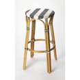 thumbnail image 1 of Butler Specialty Company Tobias Round Rattan 30" Bar Stool - White & Navy Stripe, 1 of 3