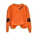 thumbnail image 4 of mgoYE Women Halloween Shirt Sweatshirts Halloween Ghost Sweatshirt Women - Halloween Graphic Crewneck Tops Casual Sweater(Orange,XL), 4 of 5