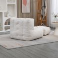 thumbnail image 4 of Fluffy Bean Bag Chair, Soft Lazy Sofa Chair with Foam and Ottoman, Indoor Modern Bean Bag Chair with Footrest for Living Room, Bedroom, Apartment, 4 of 8