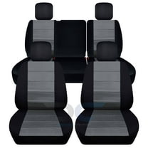 Designcovers Compatible with 2008-2010 Jeep Wrangler JK 4-Door Seat Covers: Black and Charcoal - Full Set: Front & Rear Split Bench