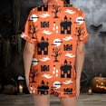 thumbnail image 6 of MuXiKeJi Clothes Halloween Pajamas Women,Fall Cute Pumpkin Ghost Print Pjs Short Sleeve Button Shirts and Shorts Pajamas Sets,Womens Halloween pjs, 6 of 9