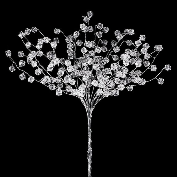 20 tallos de flores artificiales de cristal acrílico con cuentas acrílicas, ramas florales transparentes y ramitas decorativas para bodas, fiestas y decoración del hogar.