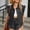 *A-Black, variant on Women's Denim Vest with Ruffle Trim,Casual Sleeveless Loose Top A-Blue,Womens Plus L