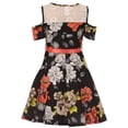 thumbnail image 2 of Little Girls Dress Off Shoulder Lace Floral Wedding Evening Party Flower Girl Dress Black 4 (J21KS23), 2 of 3
