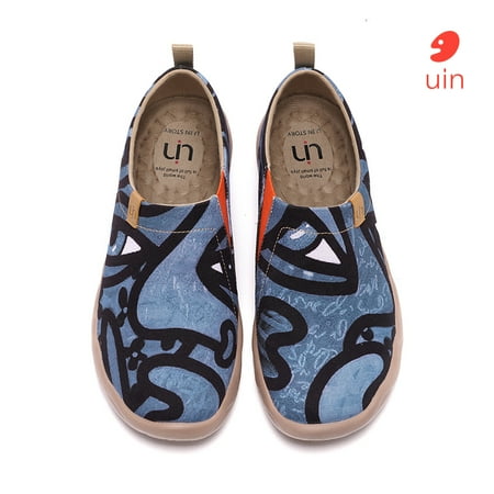 

UIN Men s Walking Travel Shoes Slip On Canvas Casual Loafers Lightweight Comfort Art Painted Fashion Sneaker Silent Man
