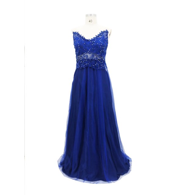 Fortune Robe de Soirée pour Femme Bleue à Épaules Dénudées, Décolleté en V Profond, Robe Formelle