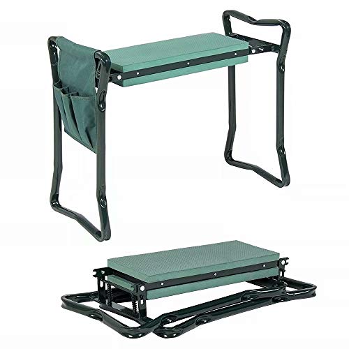 Folding Garden Kneeler and Seat with Tool Pouch Bag Thick Kneeling Pads Soft Decorative Garden Stools Workseats Portable Outdoor Foldable Kneeler Tools