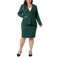 thumbnail image 2 of Agnes Orinda Women's Plus Size 2 Piece Notched Lapel Button Blazer and Midi Pencil Skirts Pocket Business Suit Sets 3X 1, 2 of 4