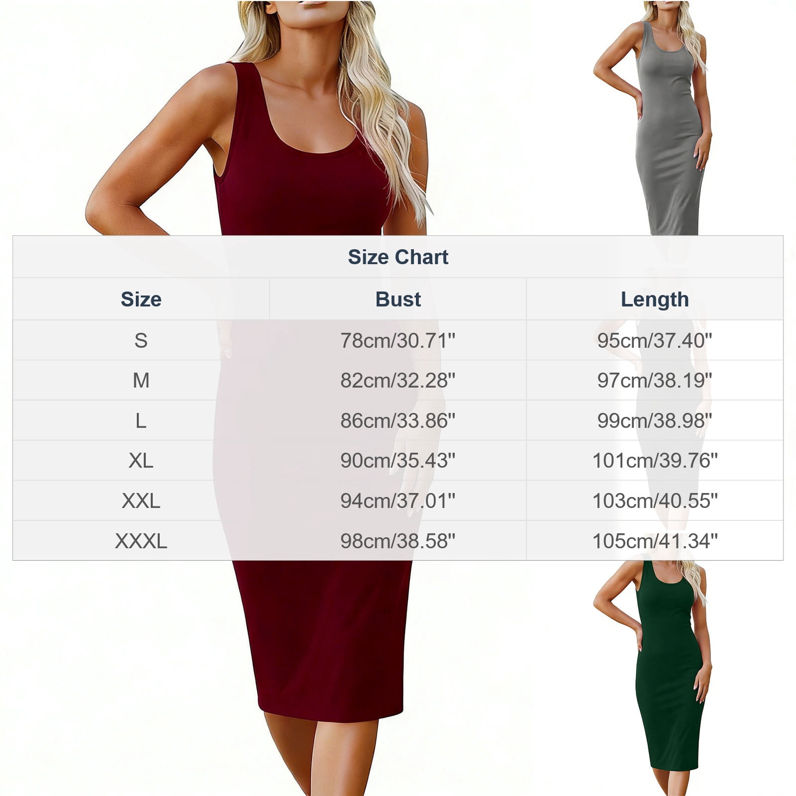 Dpjklzsn Women's Spaghetti Strap Bodycon Midi Dress, Scoop Neck Sleeveless Fitted Slip Dress