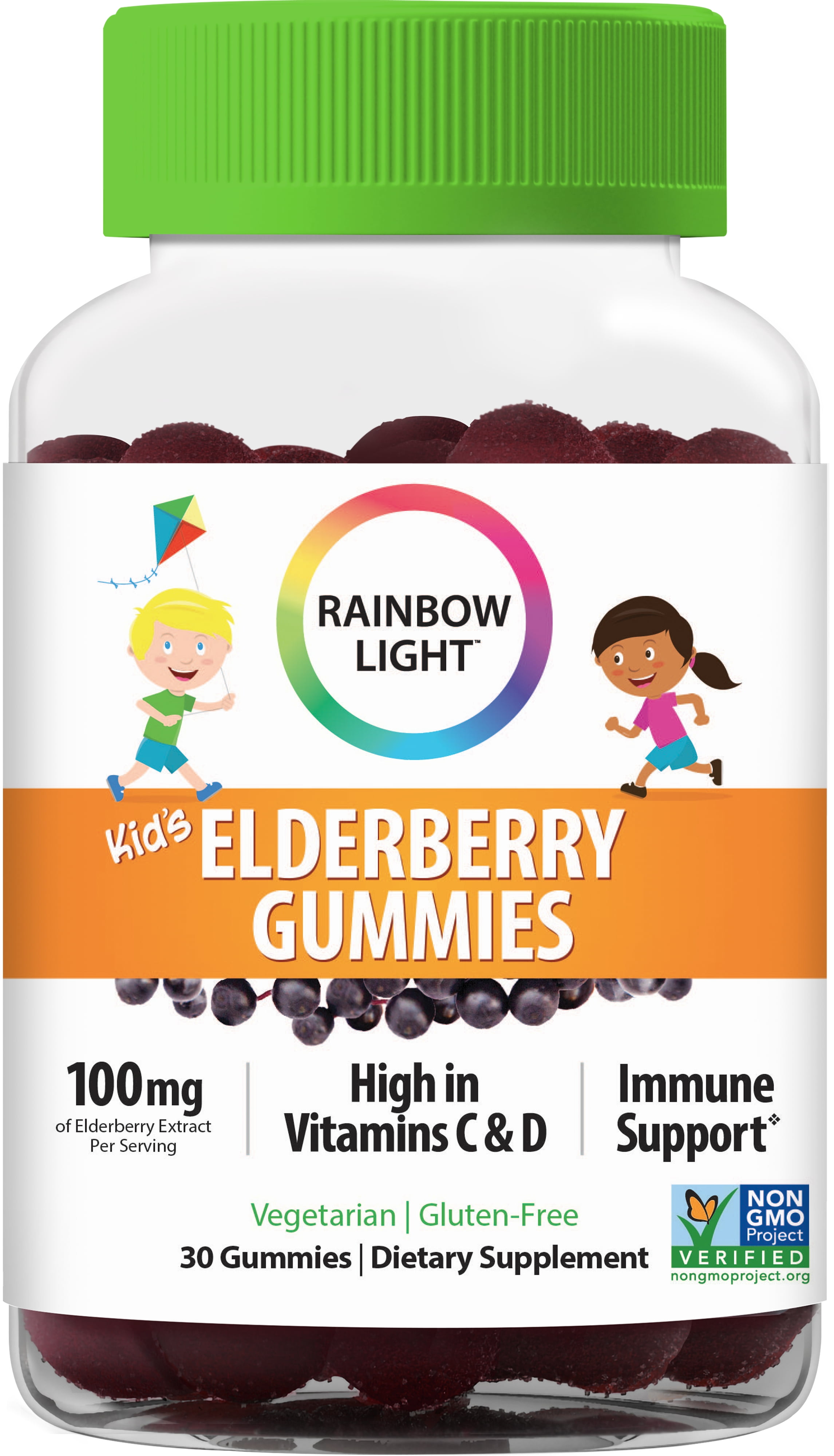 Rainbow Light Kids Elderberry Gummies, TripleAction Formula for Kids
