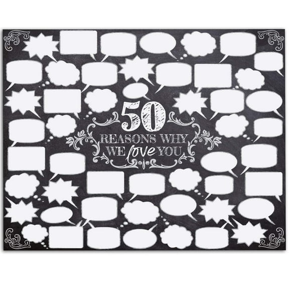 50 Reasons Why We Love You Poster 11x14 Unframed Anniversary Party Gift