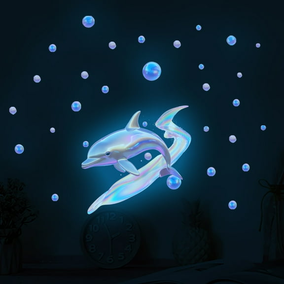 Fzsteel Blue Whale Glow in The Dark Wall Stickers for Holiday Party Home Decoration, 7.8x5.9 Inch PVC Wall Decals for DIY Creative Room Decor