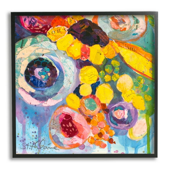 Stupell Industries Abstract Bold Flower Painting Abstract Painting Black Framed Art Print Wall Art, 12 x 12