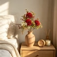 thumbnail image 3 of Racsoh Artificial Thanksgiving Dahlia Bouquet, Faux Chrysanthemum Flower Arrangement, Warm Tone Fall Floral Stems, for Table Vase Home Decor (Red), 3 of 7