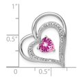 thumbnail image 2 of 14k White Gold Created Pink Sapphire/Diamond Heart Chain Slide, 2 of 2