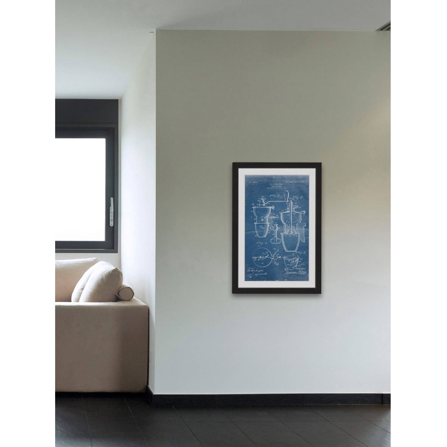 "Coffee Mill 1905 Blueprint" Framed Painting Print