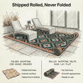 thumbnail image 4 of Fab Habitat Outdoor Rug - Waterproof, Fade Resistant, Crease-Free, Reversible - Premium Recycled Plastic - Vintage Boho Kilim - Large Patio, Deck, Sunroom, Camping, RV - Lhasa - Green - 6 x 9 ft, 4 of 11
