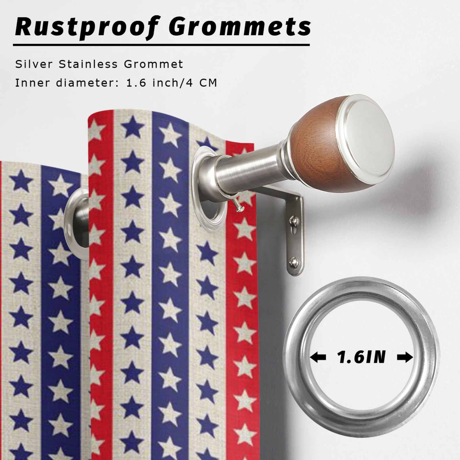 Independence Day Outdoor Curtains for Patio, Retro Boots American Red Blue Stripe Stars Sunshade Privacy Drapes Grommet Waterproof Outside Curtains for Porch/Cabana/Balcony 54"x 108", 1 Panel