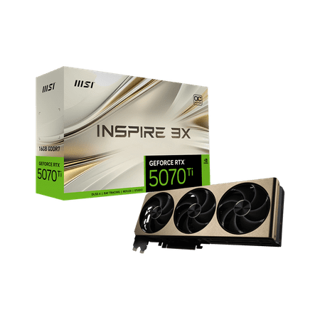 MSI GeForce RTX 5070 Ti 16G INSPIRE 3X OC PLUS Graphics Card, 16GB GDDR7, DPx3, HDMIx1, DLSS 4