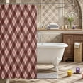 thumbnail image 3 of Erosebridal Geometric Plaid Shower Curtain 72Wx78L,Minimalist Checkered Bath Curtain,Dusty Rose, 3 of 6