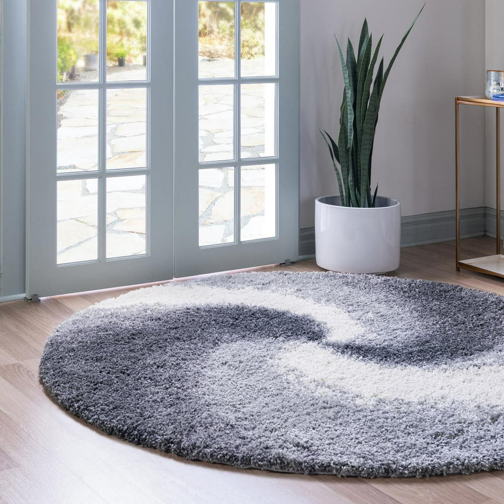 Soft Touch Shag Collection Round Rug ‚Äì 3 Ft Round Grey Shag