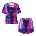 thumbnail image 4 of Picia Neon Toy Cat Reflections Pajamas Sets for Women Soft Short-Sleeved Pjs with Lounge Shorts Two Piece Sleepwear-XX-Large, 4 of 9
