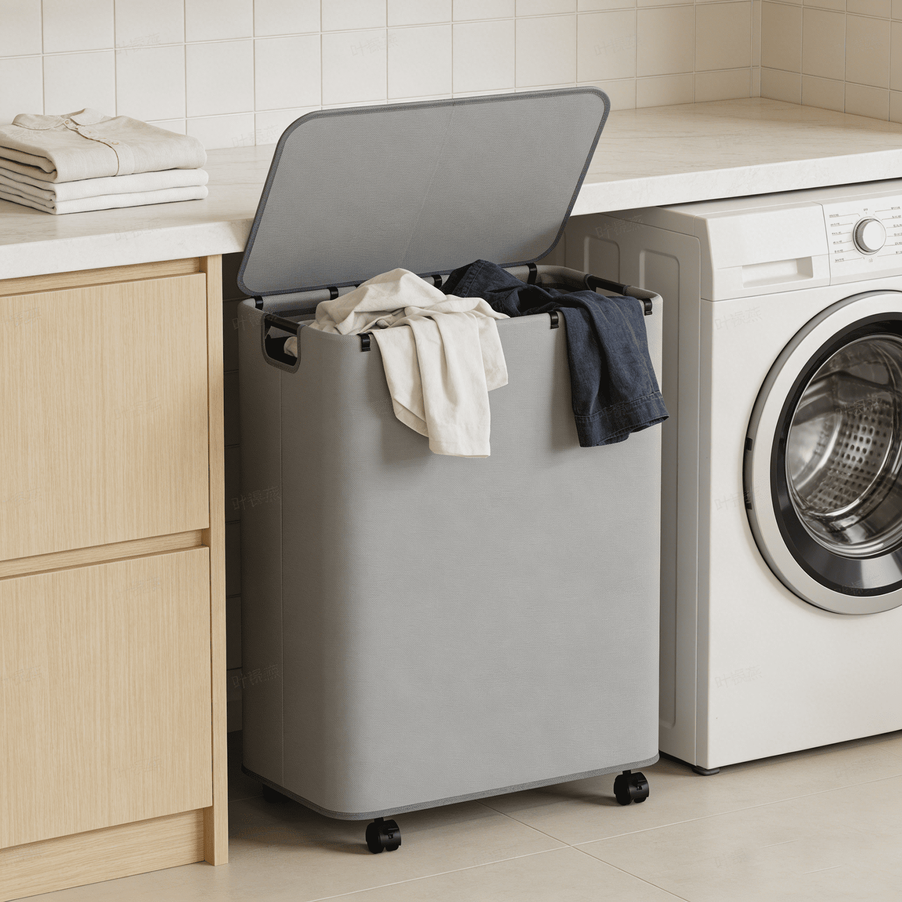 Yecaye Laundry Hamper with Wheels, 150L Large Laundry Basket with Lid & 2 Removable Bags