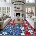 thumbnail image 3 of 4th of July Floral Area Rugs 6'x9', Washable Small Throw Rugs for Kitchen Dining room, Blue Red Poppy Patriotic Rustic Indoor Outdoor Rug Non-Slip Low Pile Carpet Runner Reversible Floor Mats, 3 of 8