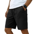 thumbnail image 2 of Domuza Men's Linen-Cotton Casual Shorts – Classic Fit Summer Beach Shorts with Pockets Black L, 2 of 6