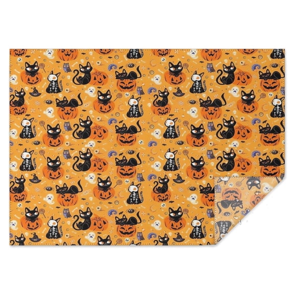 Cats and Pumpkins Halloween Pattern Rectangle Tablecloth 60"x84",Waterproof Polyester Rectangle Table Cloth, Wipeable Spillproof Polyester Tablecloth for Dining, Camping, Indoor and Outdoor