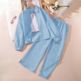 thumbnail image 5 of ATOGUTA Teen Girls Clothing Set Kids Sweatsuit Button Up Long Sleeve Jacket Sweatpants Fashion Clothing Set Size 7-12, Sky Blue, 5 of 6