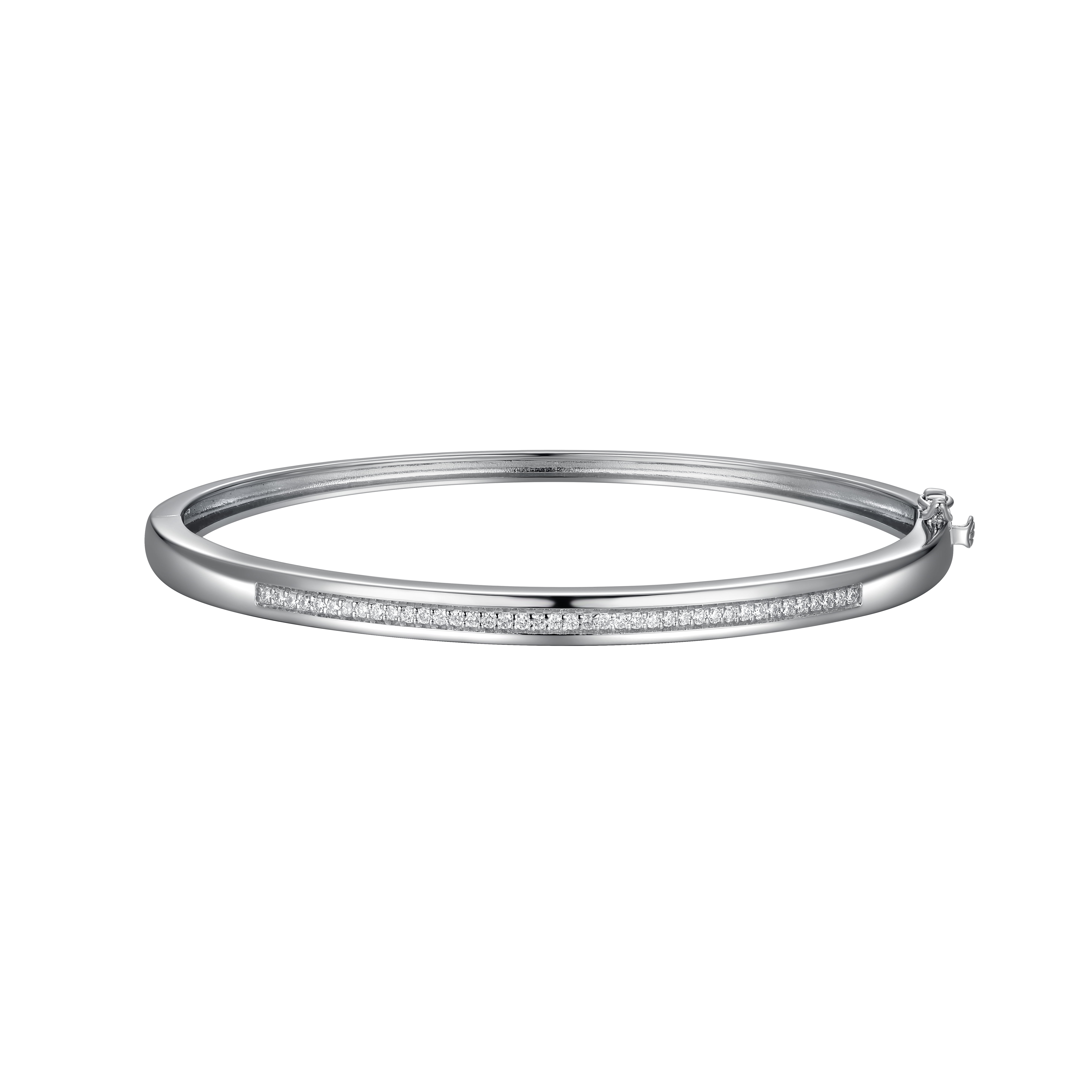 Forever Facets 3/8 CT TW Lab Grown Diamond Platinum over Sterling Silver Bangle, Adult Female